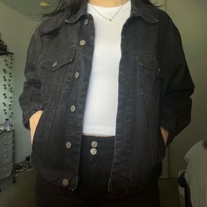 Brandy Melville J Galt black denim trucker jacket
